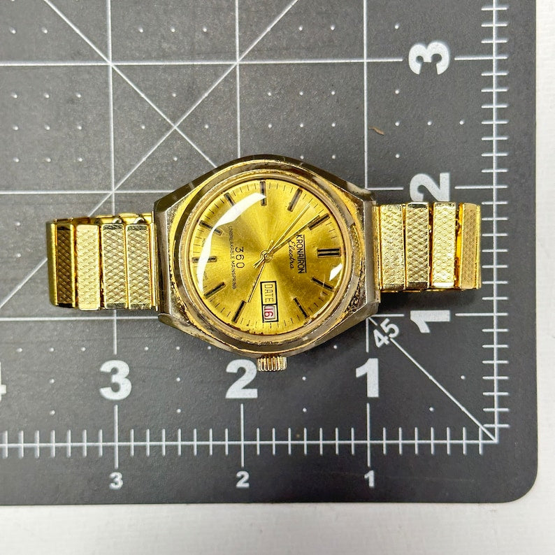 Vintage Kronatron Electra 360 Gold Men’s Wrist Watch c. 1950